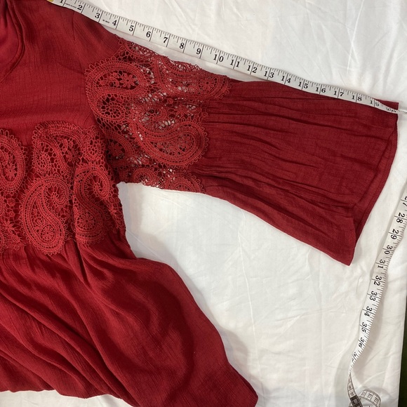 Indigo Rose Women's Dress Boho Burgundy Festival Lace Ruffles Lined Size 2x - Picture 11 of 14